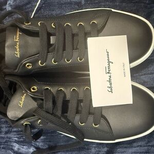 Salvatore Ferragamo Black Sneakers Sleek Minimalist Design